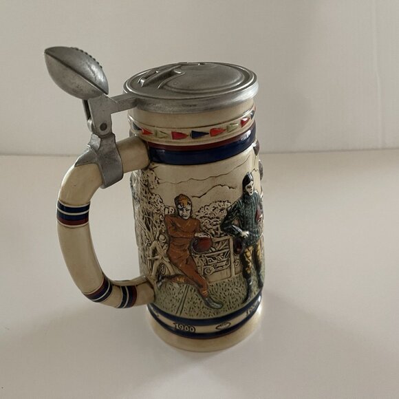 Vintage 1983 Avon Great American Football Ceramic Lidded Beer Stein Ceramarte - Picture 2 of 16